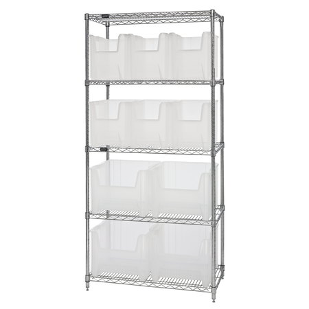 QUANTUM STORAGE SYSTEMS Bin Shelving, Wire, 36X18, 10 Bins, Clear WR5-600800CL